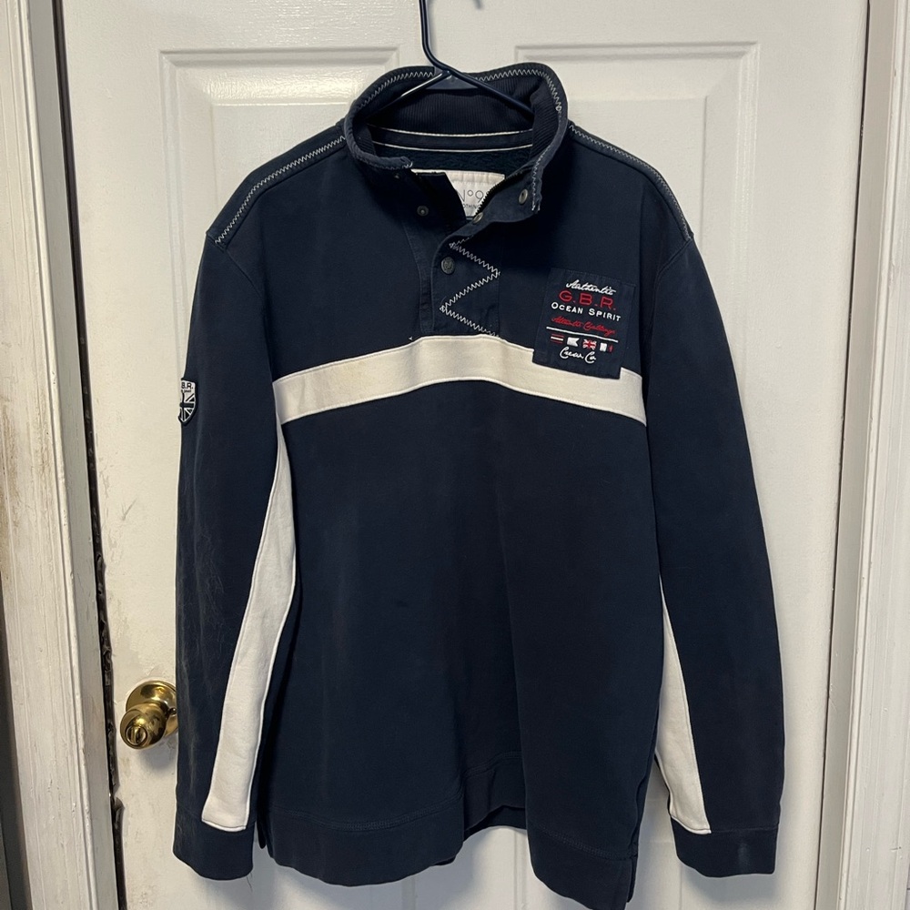 GBR No 93 Crew Clothing act Navy and White Ocean Spirit Sweatshirt